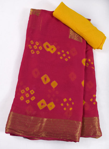 Beautiful georgette saree with zari border - KANHASAREE