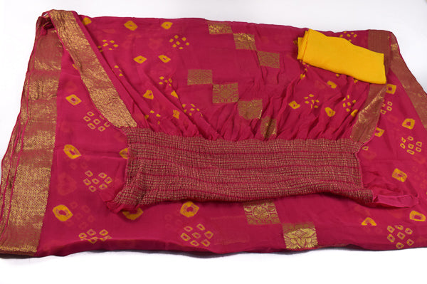 Beautiful georgette saree with zari border - KANHASAREE