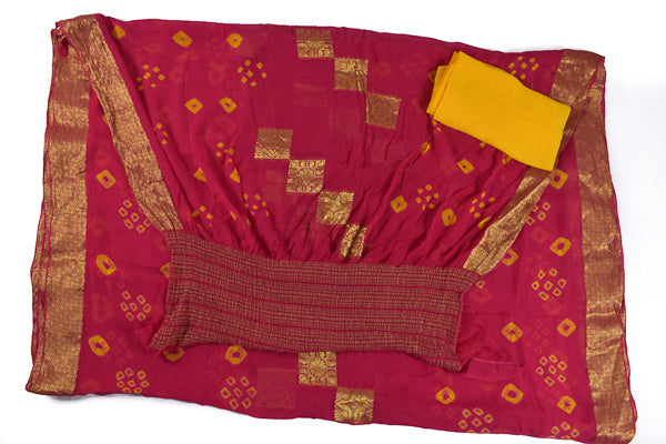 Beautiful georgette saree with zari border - KANHASAREE