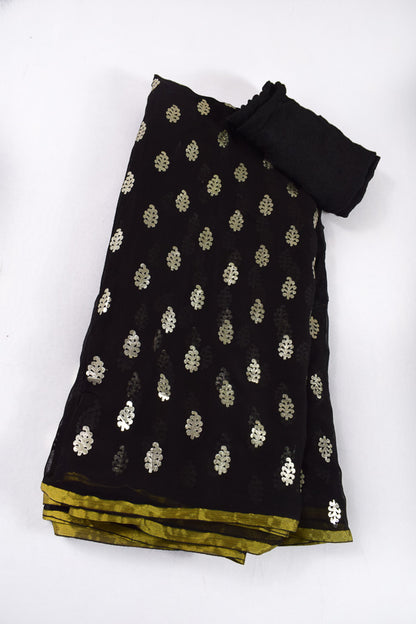 Beautiful Gold print Nazneen chiffon saree - KANHASAREE