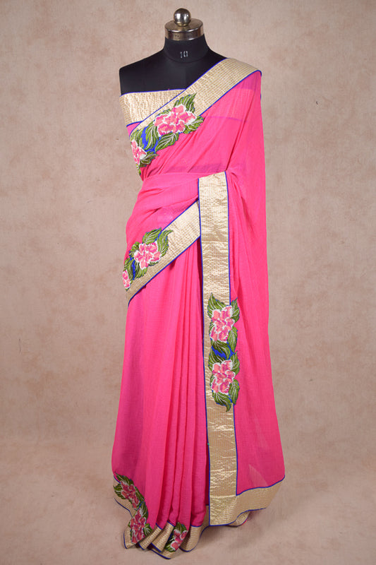 Pure georgette saree with thread work - KANHASAREE