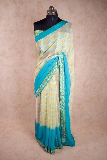 Semi-Georgette Triveni Brand Printed Saree | Dailywear Saree with Printed Border