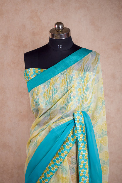 Semi-Georgette Triveni Brand Printed Saree | Dailywear Saree with Printed Border