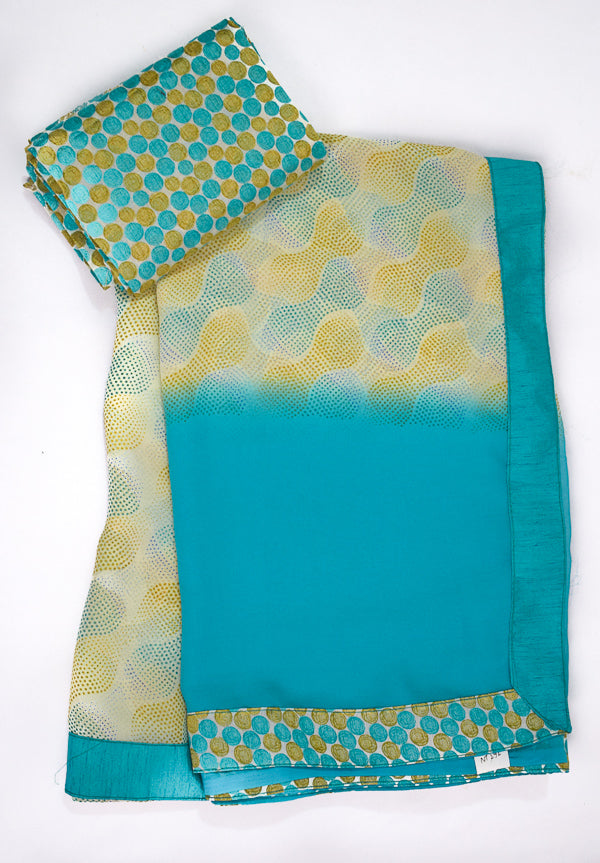 Semi-Georgette Triveni Brand Printed Saree | Dailywear Saree with Printed Border