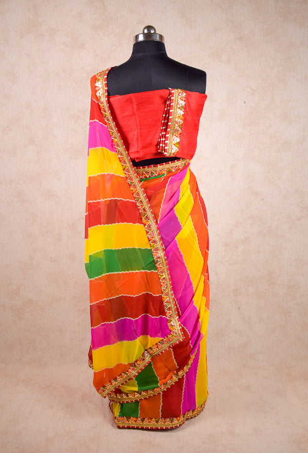 Beautiful multi color leheriya with gota border - KANHASAREE