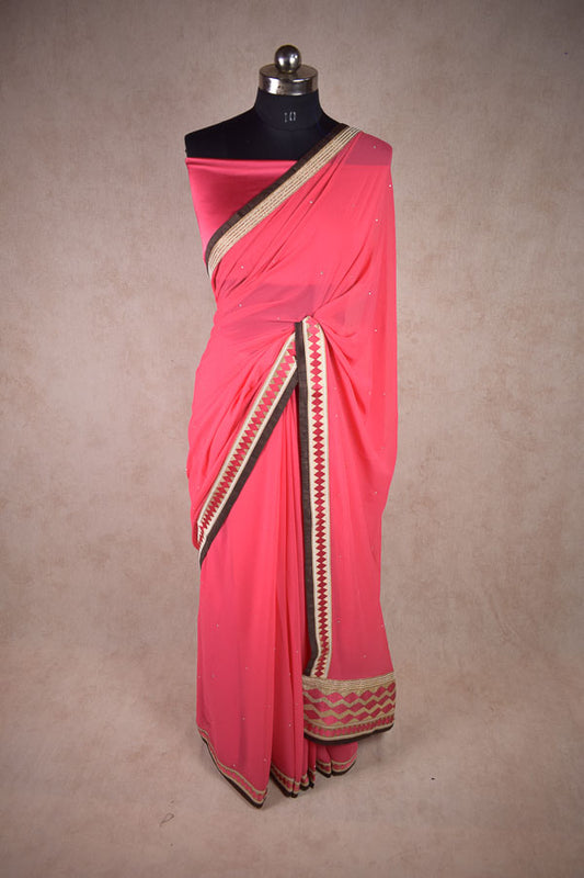Fancy Lightweight Georgette Saree with Elegant Border | Partywear Saree - Kanhasarees by ksds