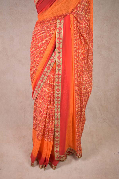 Red Georgette Printed Daily Wear Saree | Soft Zari Small Border