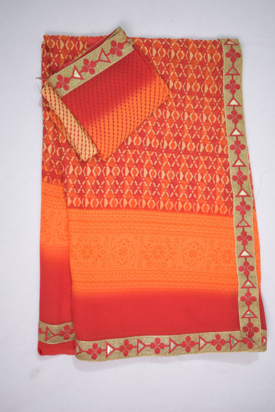 Red Georgette Printed Daily Wear Saree | Soft Zari Small Border