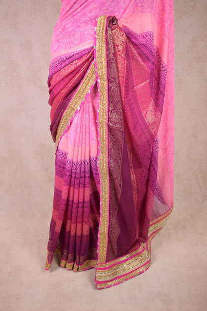 Designer Shading Marble Georgette Saree with Gota Work Border