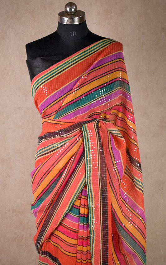 Designer multicolor sequin saree with black blouse - Kanhasarees by ksds