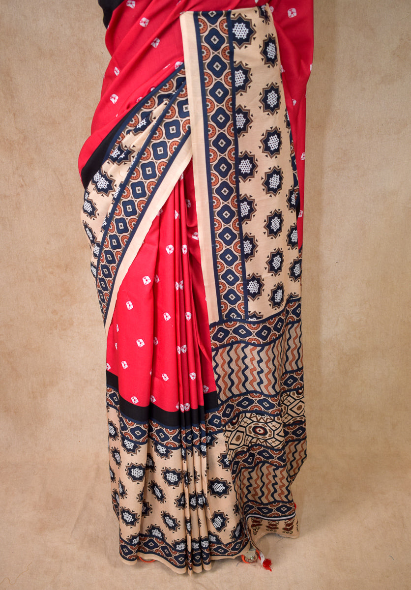 Printed Modal Silk Saree - KANHASAREE