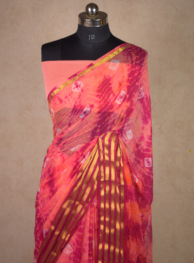 Yellow Organza Shibori Tie and Dye Saree – Anuki.in