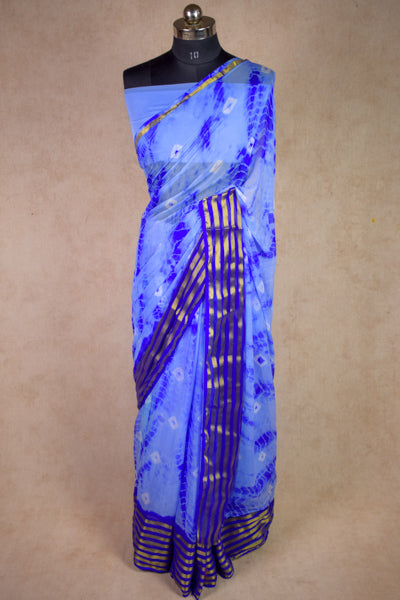 Delicate Purple Nazneen Chiffon Zari Border Shibori Saree - KANHASAREE