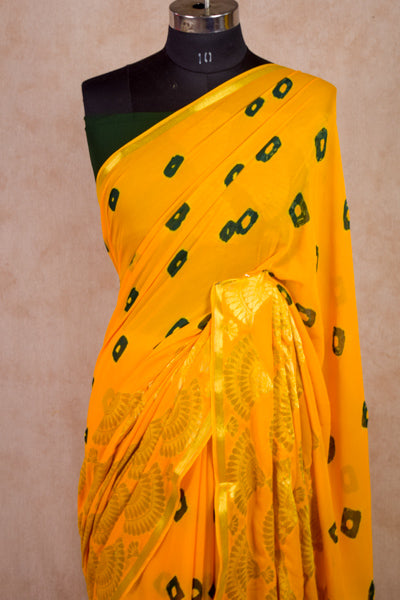 Traditional Indian Georgette Bandhej Rajasthani Bandhani Saree - KANHASAREE