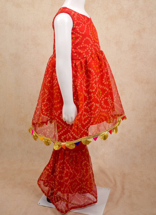 Fascinating Bandhani Print Sharara Set For Girls - Kanhasarees by ksds