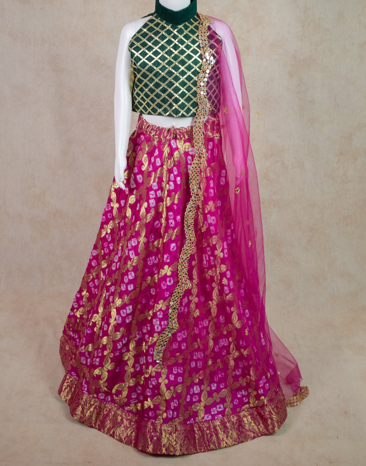 Handmade Lehenga for Baby, Girls Ghagra Choli, Toddler Ethnic Wear - KANHASAREE