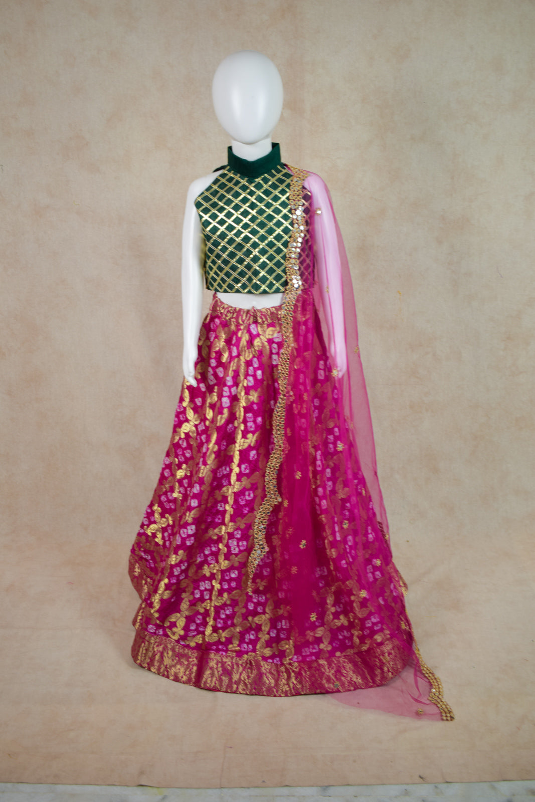 Handmade Lehenga for Baby, Girls Ghagra Choli, Toddler Ethnic Wear - KANHASAREE