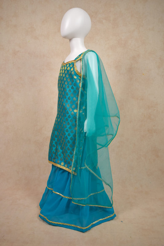 Kids Girl Sharara and Top, Pakistani Girl Dress - Kanhasarees by ksds