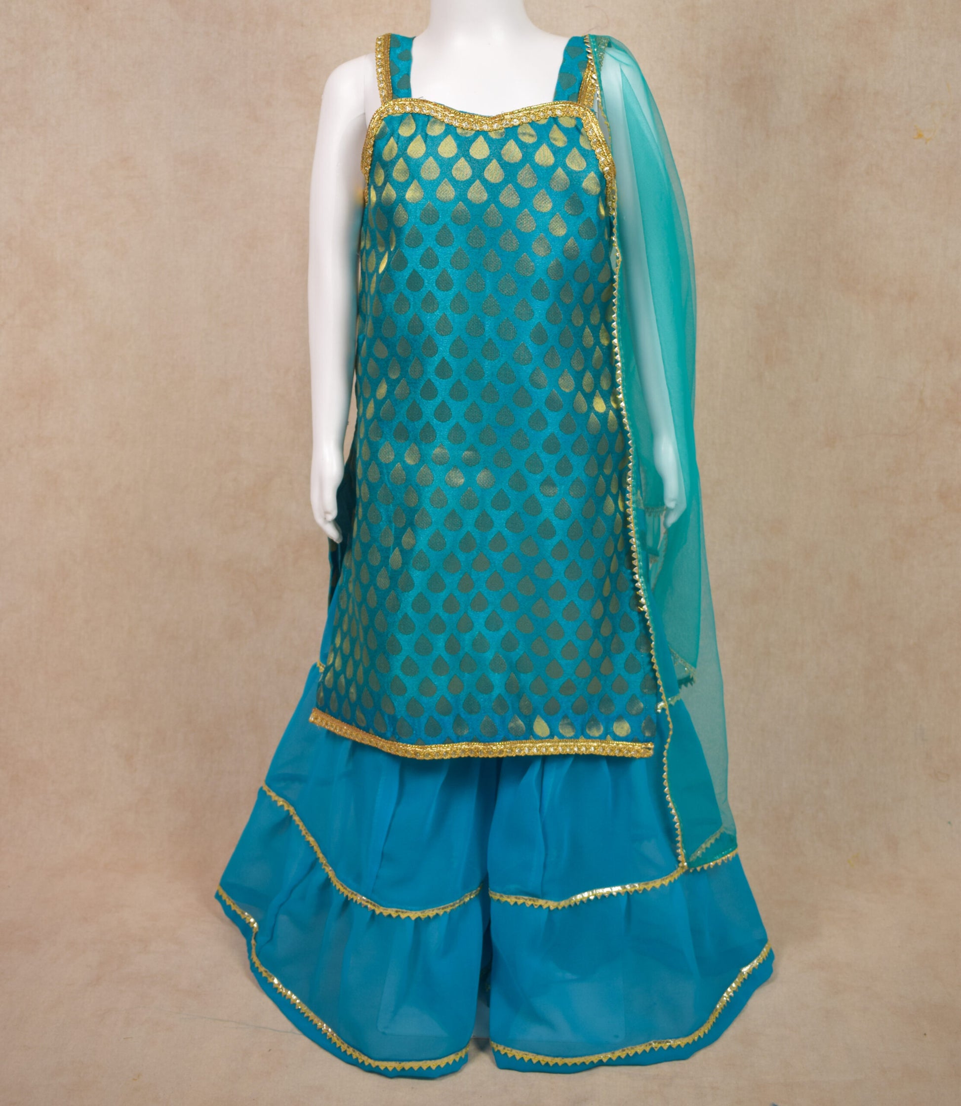 Kids Girl Sharara and Top, Pakistani Girl Dress - KANHASAREE