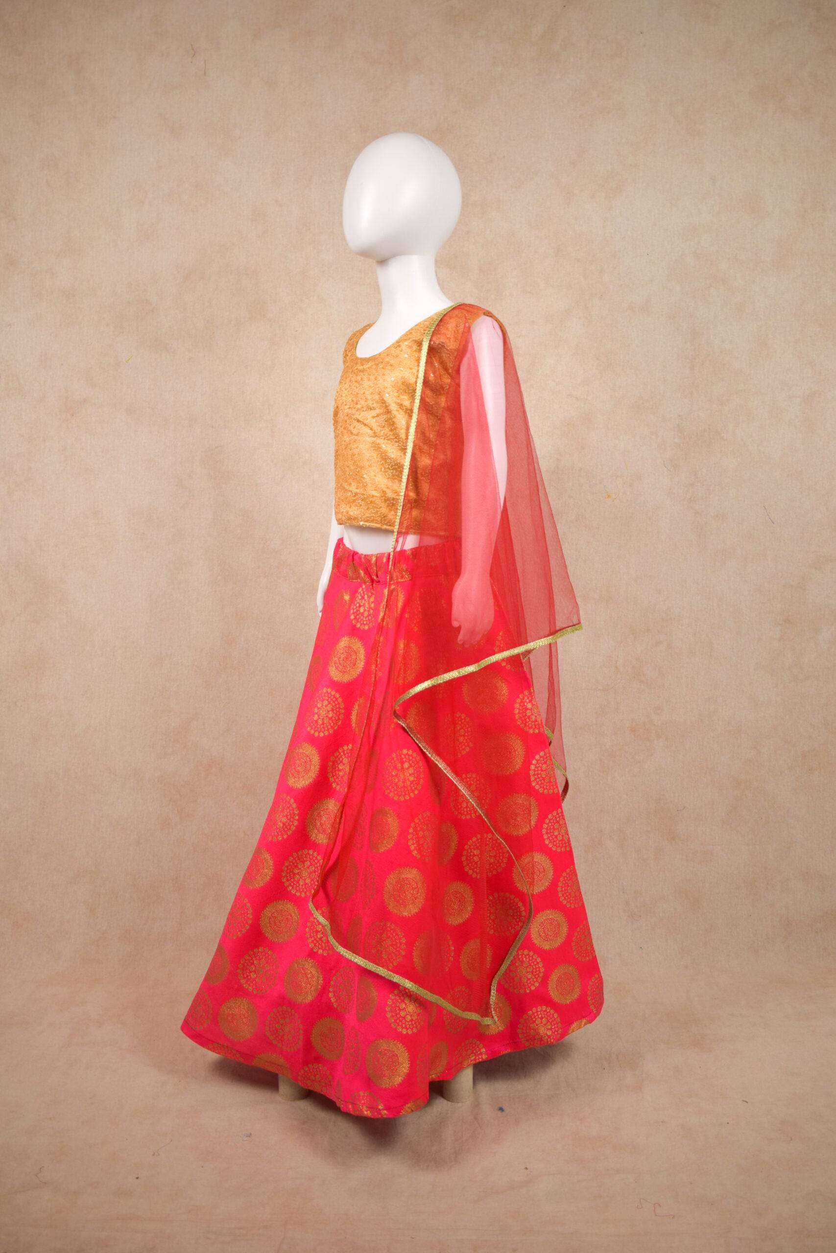 Designer Net Top and Brocade Skirt Lehenga - KANHASAREE