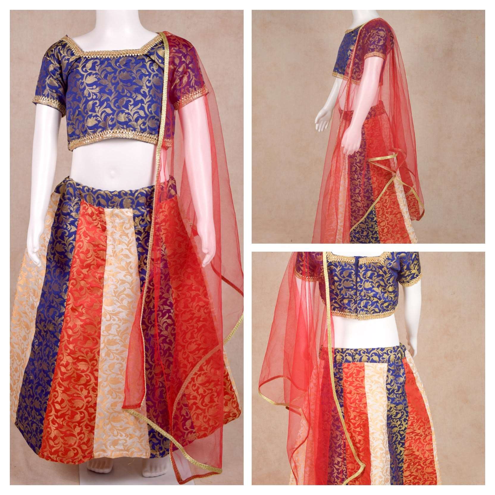 Designer Multi Color Lehenga With Top and Dupatta Set - KANHASAREE