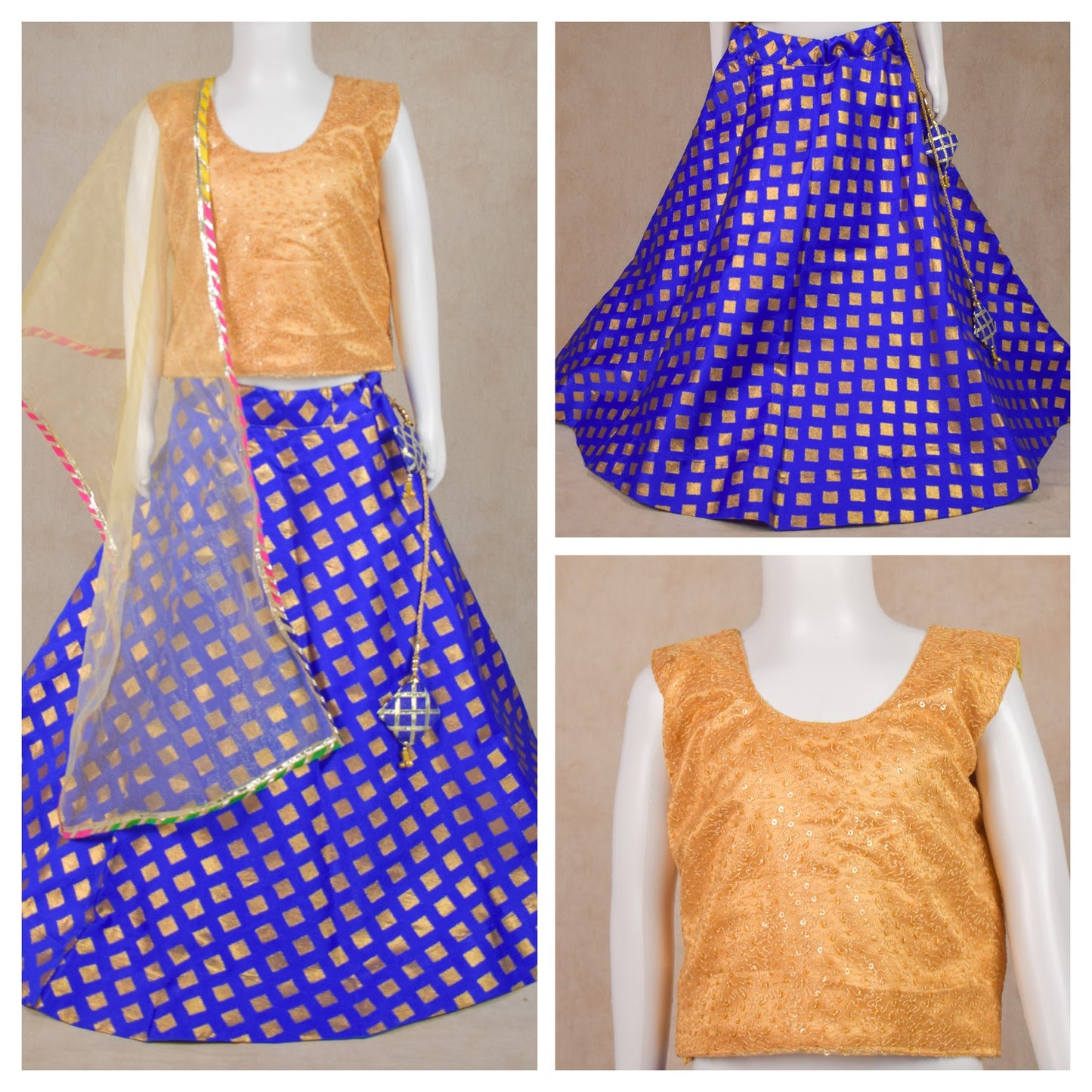 Fascinating Blue Lehenga with Golden Top Set - KANHASAREE