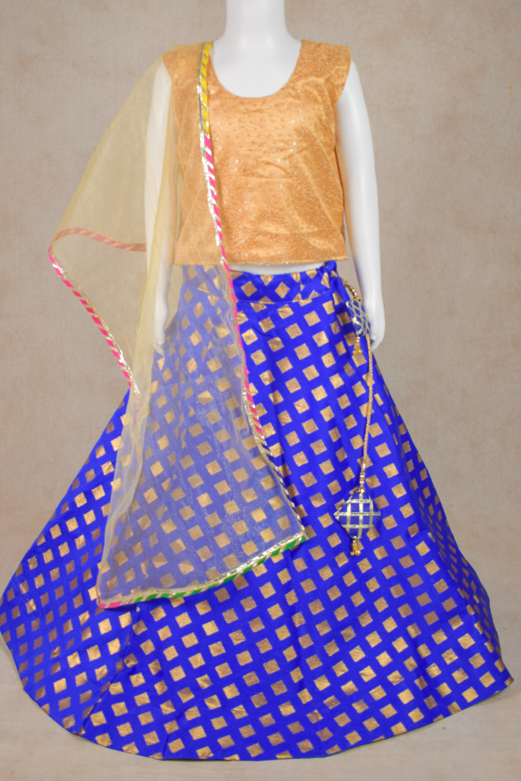 Fascinating Blue Lehenga with Golden Top Set - KANHASAREE