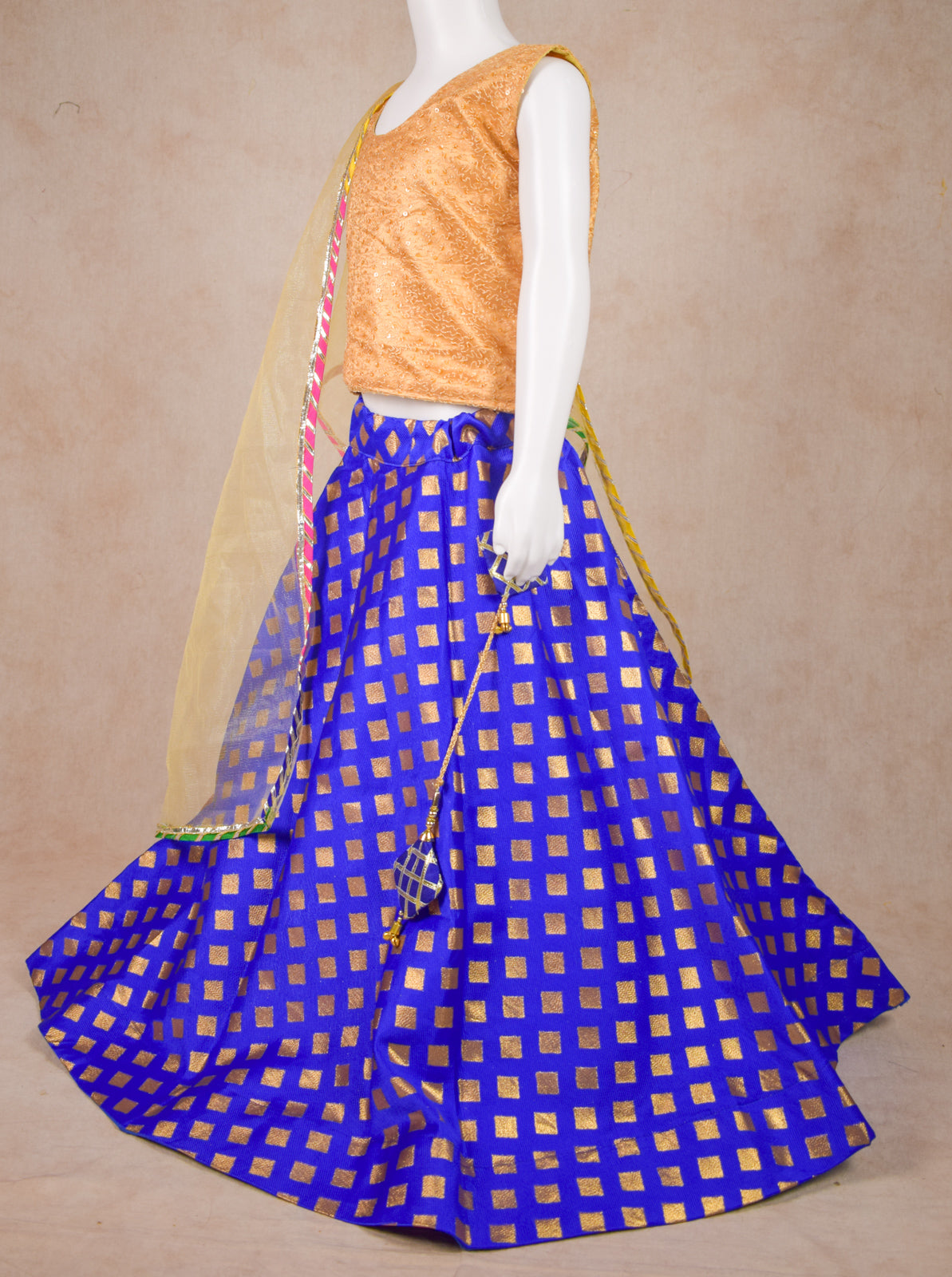 Fascinating Blue Lehenga with Golden Top Set - KANHASAREE