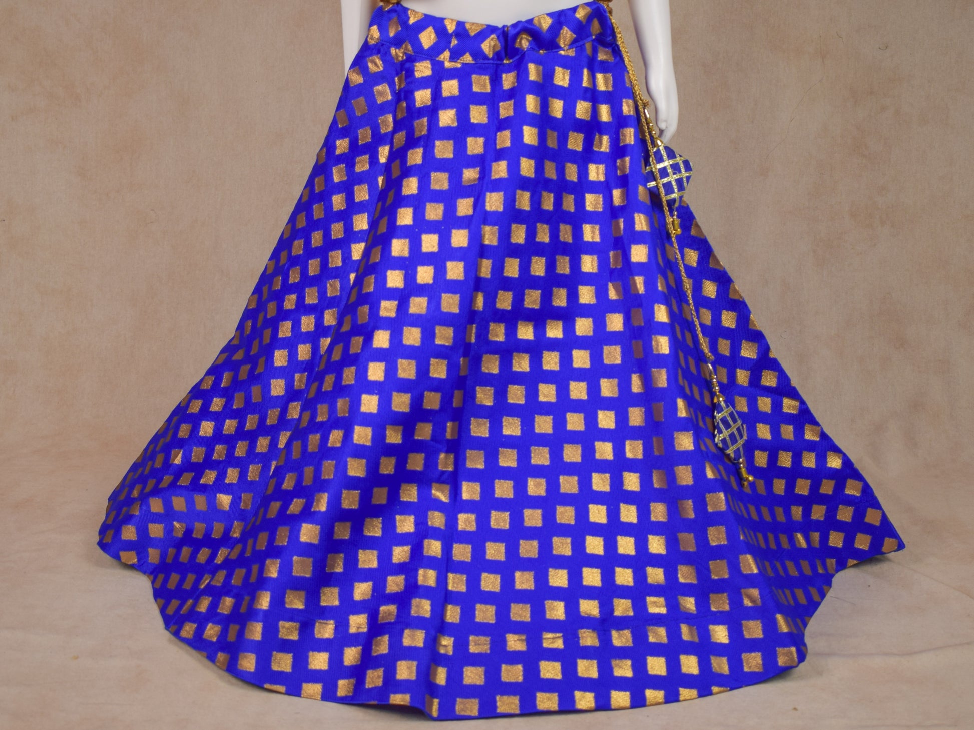 Fascinating Blue Lehenga with Golden Top Set - KANHASAREE