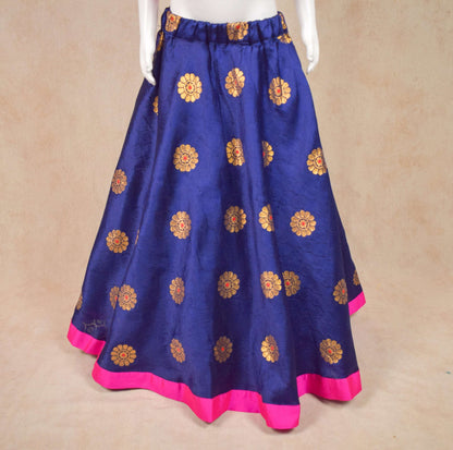 Designer Dhupion Silk Top and Brocade Skirt Lehenga - KANHASAREE