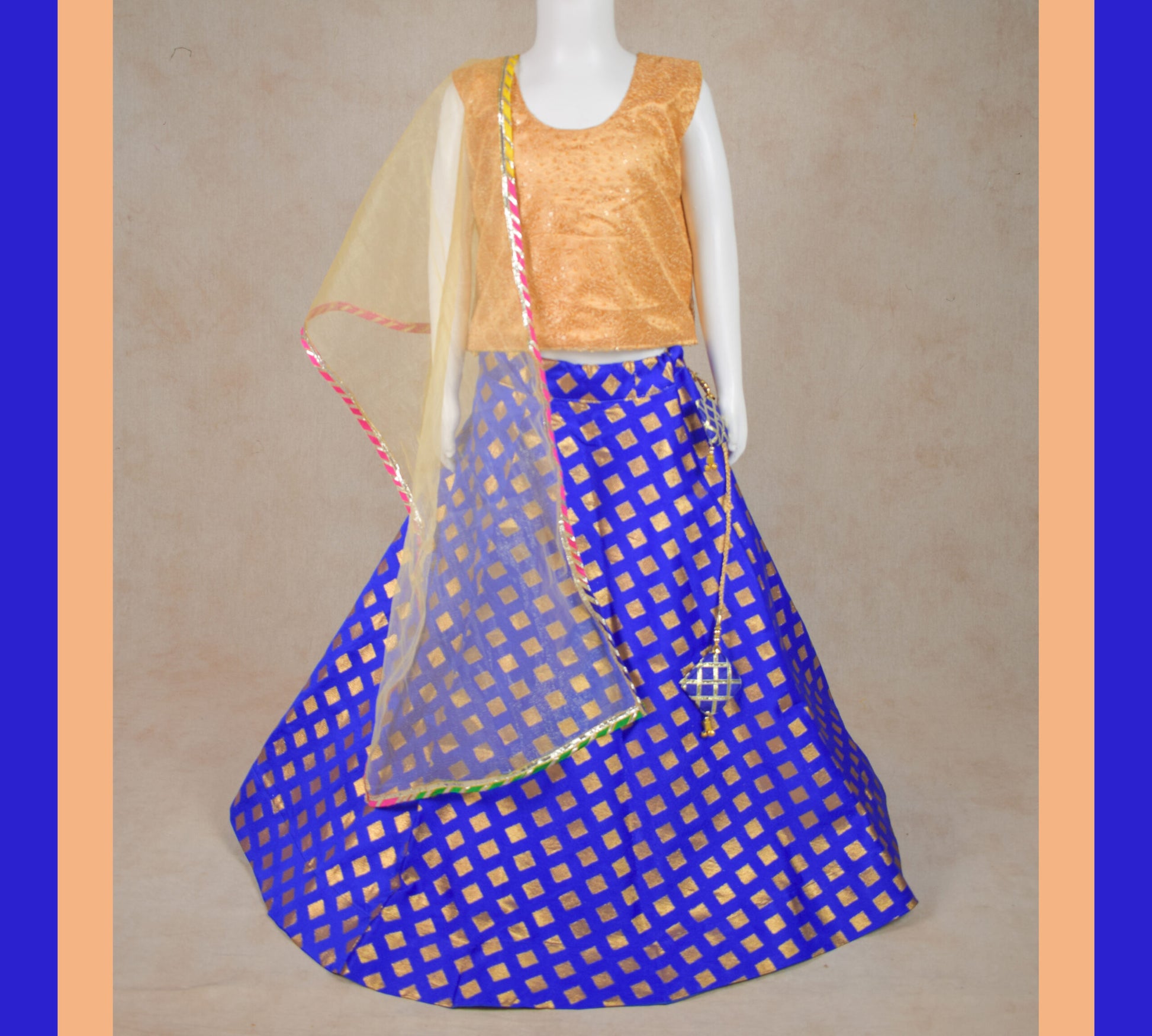 Fascinating Blue Lehenga with Golden Top Set - KANHASAREE