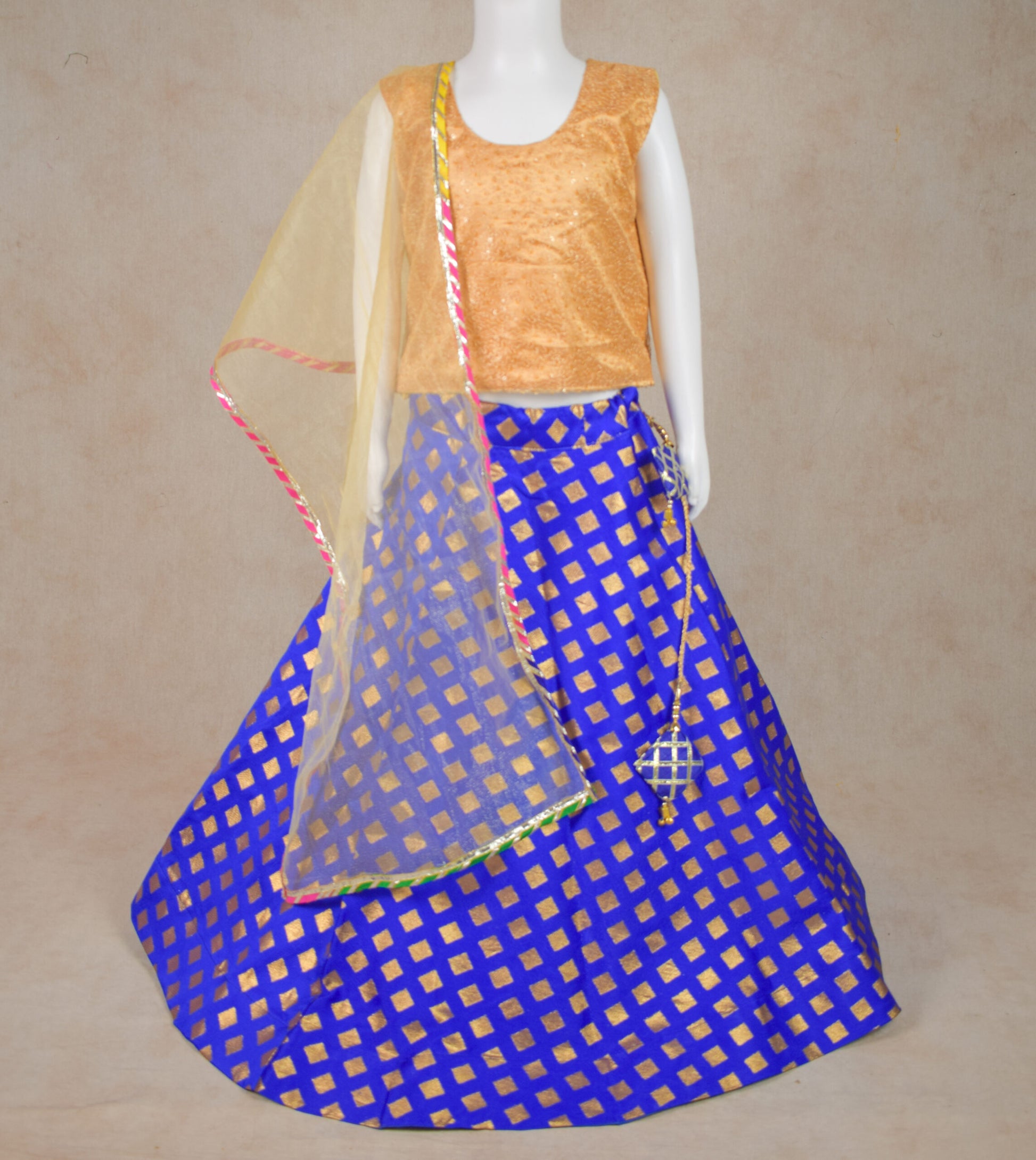 Fascinating Blue Lehenga with Golden Top Set - KANHASAREE