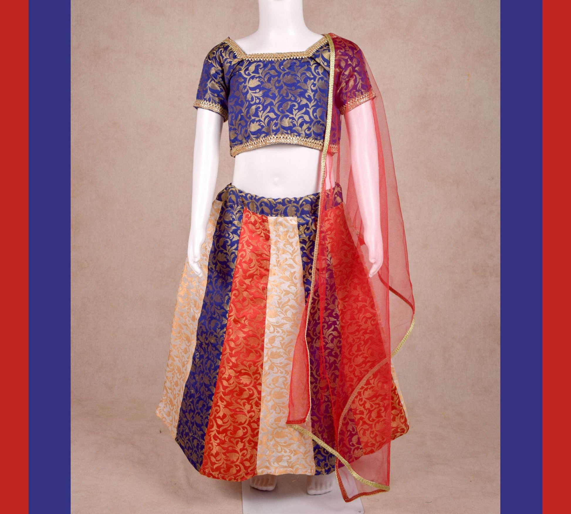 Designer Multi Color Lehenga With Top and Dupatta Set - KANHASAREE