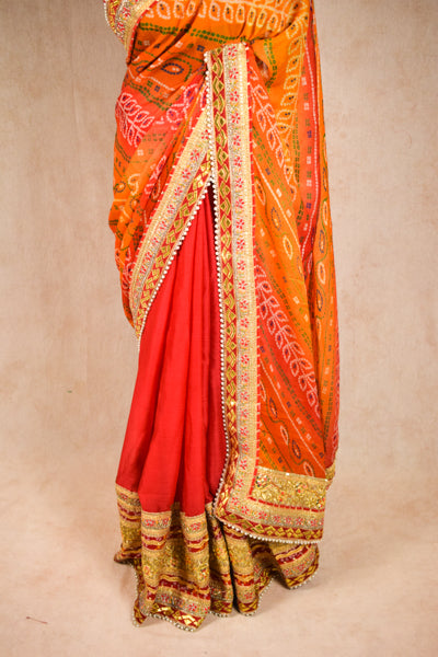 Bandhani saree rajasthani with gotapatti and mix work - KANHASAREE