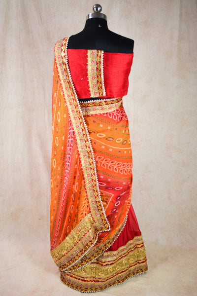 Bandhani saree rajasthani with gotapatti and mix work - KANHASAREE