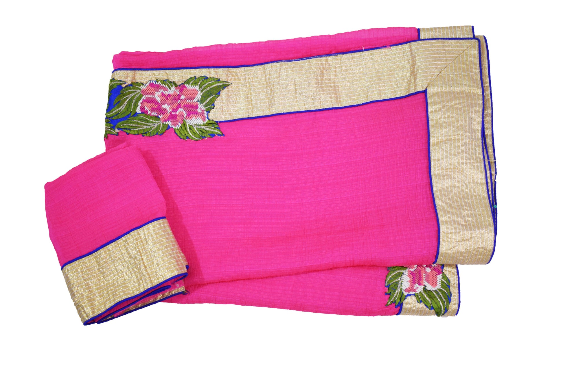 Pink Crush Saree with Embroidery Aplique Work - KANHASAREE