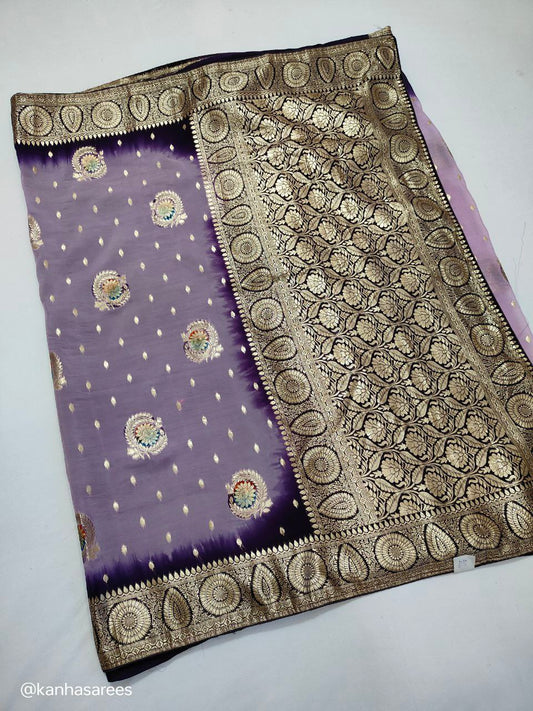 Pure Organza Silk Saree with Full Zari Banarasi & Meenakari Weaving – Heavy Pallu - Kanhasarees by ksds