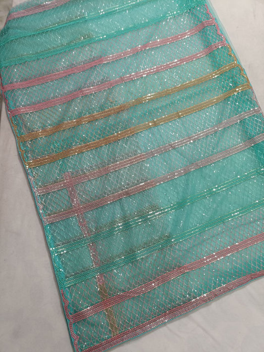 Soft Net Sequin Work Designer Saree – Multithread Embroidery Partywear Saree - Kanhasarees by ksds