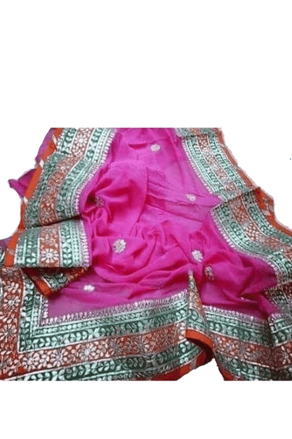 Beautiful Heavy Handwork Gota Patti Border Pure Georgette Saree - KANHASAREE