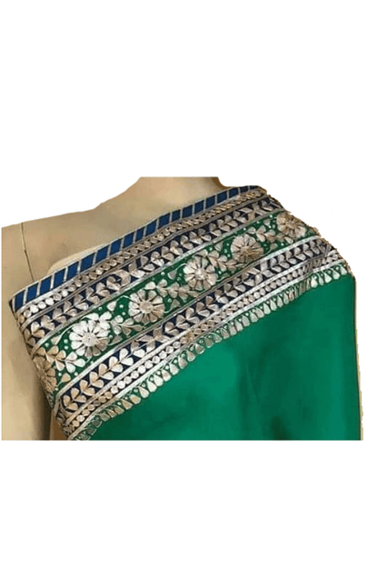 Beautiful Heavy Handwork Gota Patti Border Pure Georgette Saree - KANHASAREE