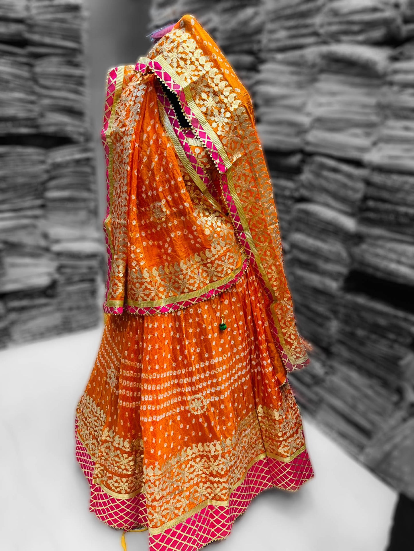 Silk bandhani lehenga choli with gotapatti work - KANHASAREE