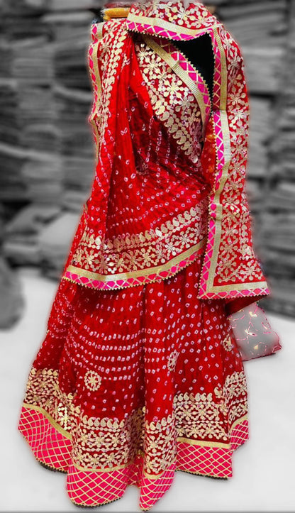 Silk bandhani lehenga choli with gotapatti work - KANHASAREE