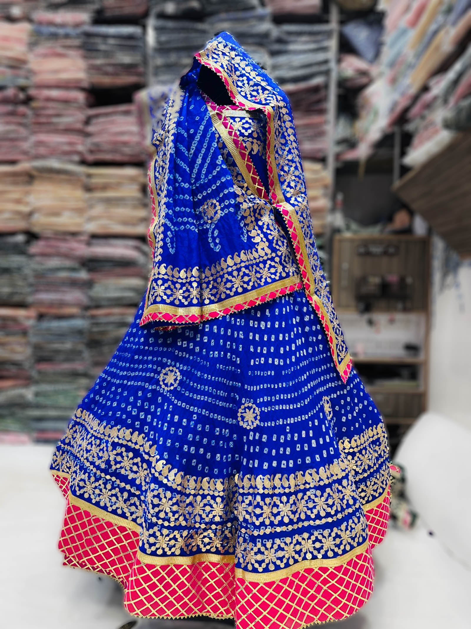 Silk bandhani lehenga choli with gotapatti work - KANHASAREE