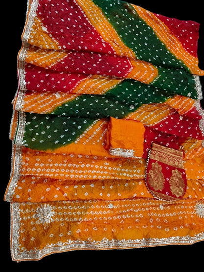 Bandhani Gotapatti Art Silk Saree for Weddings and Festivals - KANHASAREE