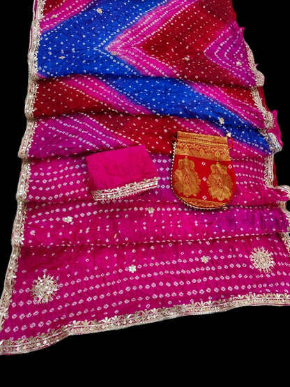 Bandhani Gotapatti Art Silk Saree for Weddings and Festivals - KANHASAREE