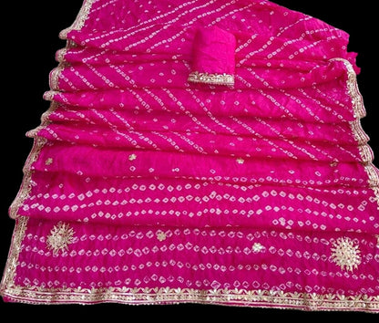 Bandhani Gotapatti Art Silk Saree for Weddings and Festivals - KANHASAREE