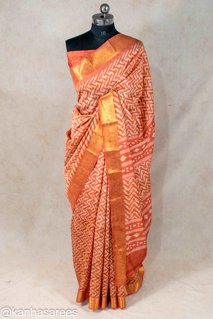 COTTON SILK ZIGZAG LEHERIYA SAREE - KANHASAREE