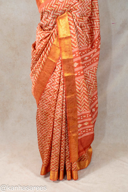 COTTON SILK ZIGZAG LEHERIYA SAREE - KANHASAREE