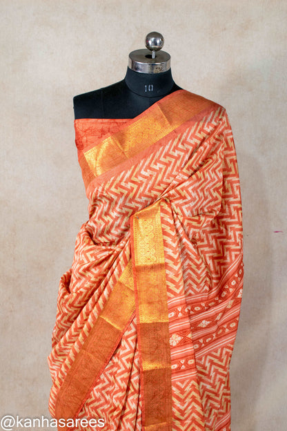 COTTON SILK ZIGZAG LEHERIYA SAREE - KANHASAREE