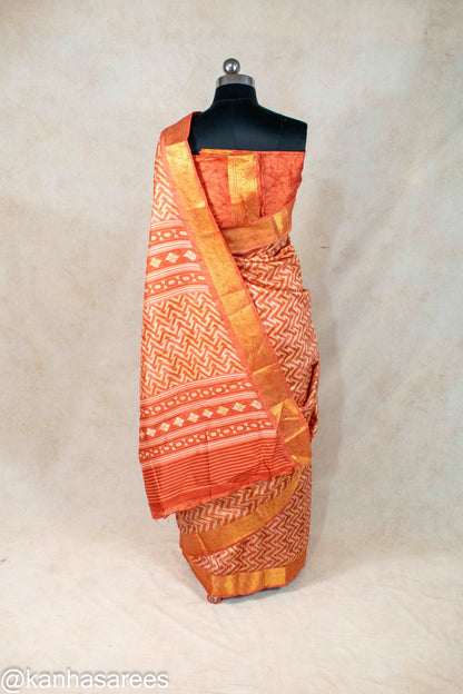 COTTON SILK ZIGZAG LEHERIYA SAREE - KANHASAREE